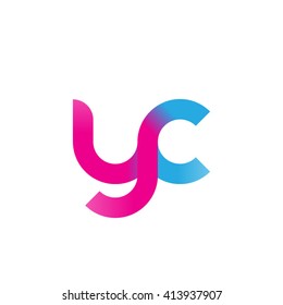 initial letter yc linked round lowercase logo pink blue purple