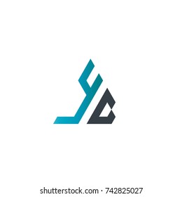 Initial Letter YC Linked Triangle Design Logo