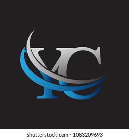 initial letter YC logotype company name colored blue and grey swoosh design. vector logo for business and company identity.