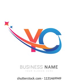 initial letter YC logotype company name colored orange, red and blue swoosh star design. vector logo for business and company identity.
