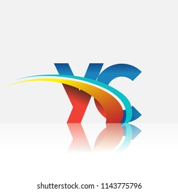 initial letter YC logotype company name colored red and blue and swoosh design. vector logo for business and company identity.
