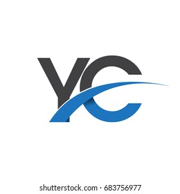 initial letter YC logotype company name colored blue and grey swoosh design. vector logo for business and company identity.
