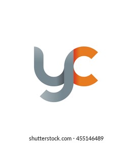 initial letter yc modern linked circle round lowercase logo orange gray