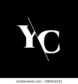 Initial Letter YC Monogram Sliced. Modern logo template isolated on black background