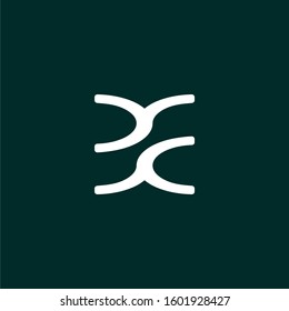 Initial letter YC, YY, DE or DC logo template with geometric curve line art illustration in flat design monogram symbol