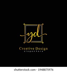 Initial letter YD calligraphy handwritten logo. Handwritten alphabet in the logo template. Letters and Alphabet for your logo design.