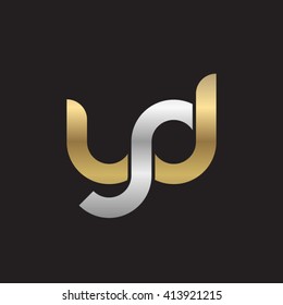 initial letter yd linked round lowercase logo gold silver black background