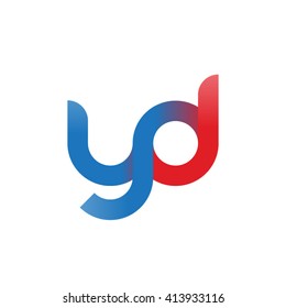 initial letter yd linked round lowercase logo blue red