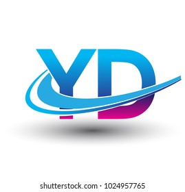 initial letter YD logotype company name colored blue and magenta swoosh design. vector logo for business and company identity.