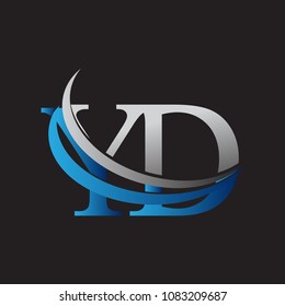 initial letter YD logotype company name colored blue and grey swoosh design. vector logo for business and company identity.