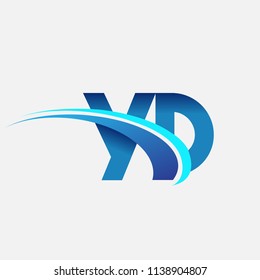 initial letter YD logotype company name colored blue and swoosh design. vector logo for business and company identity.