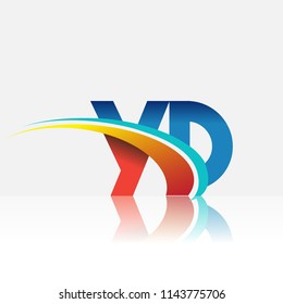 initial letter YD logotype company name colored red and blue and swoosh design. vector logo for business and company identity.
