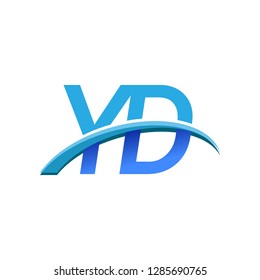 initial letter YD logotype company name colored blue and swoosh design. vector logo for business and company identity.