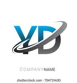 initial letter YD logotype company name colored blue and grey swoosh design. logo design for business and company identity.