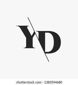 Initial Letter YD Monogram Sliced. Modern logo template isolated on gray background
