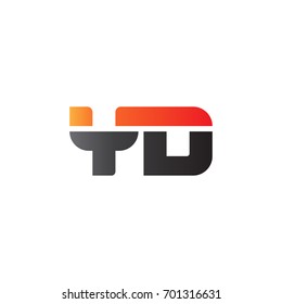 Initial letter YD, straight linked line bold logo, gradient fire red black colors