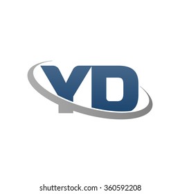 initial letter YD swoosh ring company logo blue gray