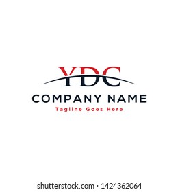 Initial letter YDC, overlapping movement swoosh horizon logo company design inspiration in red and dark blue color vector