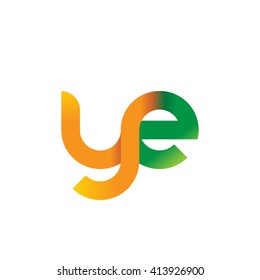 initial letter ye linked round lowercase logo orange green