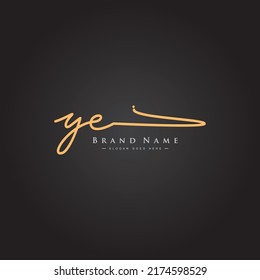 Initial Letter YE Logo - Handwritten Signature Logo