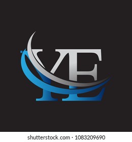 initial letter YE logotype company name colored blue and grey swoosh design. vector logo for business and company identity.