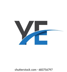 initial letter YE logotype company name colored blue and grey swoosh design. vector logo for business and company identity.
