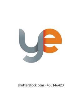 initial letter ye modern linked circle round lowercase logo orange gray
