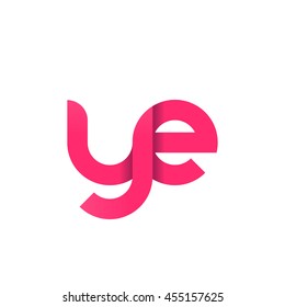 initial letter ye modern linked circle round lowercase logo pink