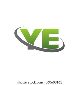 initial letter YE swoosh ring company logo green gray