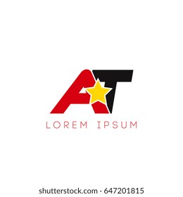 Initial letter at yellow star logo red black