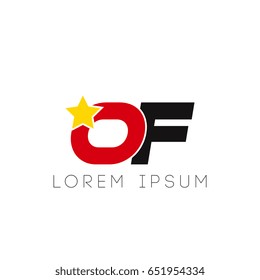 Initial letter of yellow star logo red black