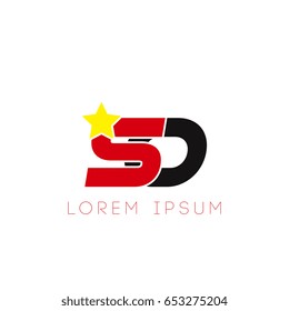 Initial letter so yellow star logo red black