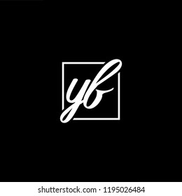 Initial letter YF FY minimalist art monogram shape logo, white color on black background