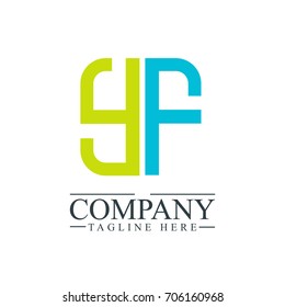 Initial Letter YF Linked Box Design Logo