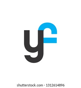 Initial Letter YF Linked Circle Lowercase Logo Black Blue Icon Design Template Element - Vector