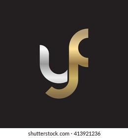 initial letter yf linked round lowercase logo gold silver black background
