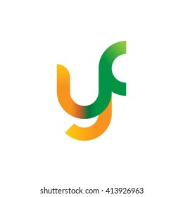 initial letter yf linked round lowercase logo orange green