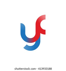 initial letter yf linked round lowercase logo blue red