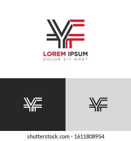 Initial Letter YF linked uppercase overlap modern logo design template. Suitable for business, consulting group company. Vector Illustration