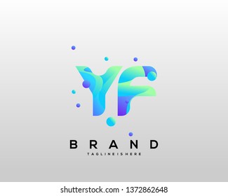 Initial letter YF logo with colorful background, letter combination logo design for creative industry, web, business and company. - Vector