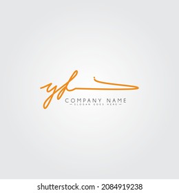 Initial Letter YF Logo - Hand Drawn Signature Logo