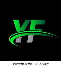 initial letter YF logotype company name colored green and black swoosh design. vector logo for business and company identity.