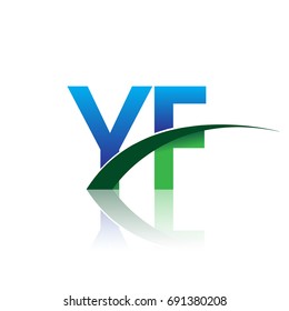 initial letter YF logotype company name colored blue and green swoosh design. vector logo for business and company identity.
