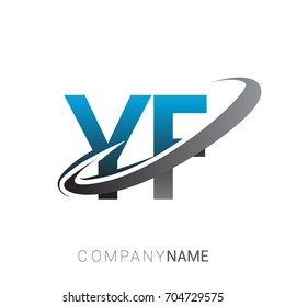 initial letter YF logotype company name colored blue and grey swoosh design. logo design for business and company identity.