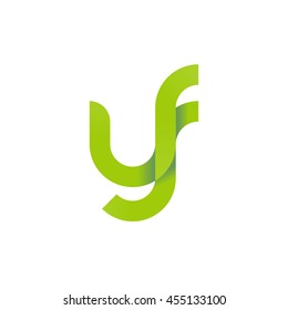 initial letter yf modern linked circle round lowercase logo green