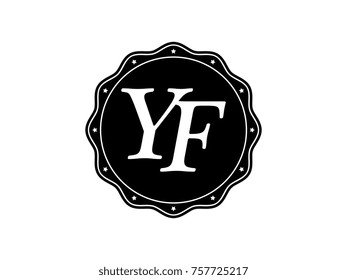 Initial letter YF monogram logo black seal stamp lace