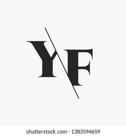Initial Letter YF Monogram Sliced. Modern logo template isolated on gray background