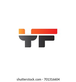 Initial letter YF, straight linked line bold logo, gradient fire red black colors