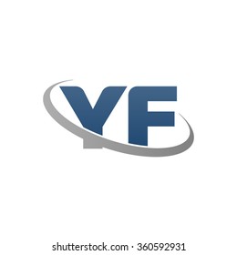 initial letter YF swoosh ring company logo blue gray