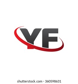 initial letter YF swoosh ring company logo red black